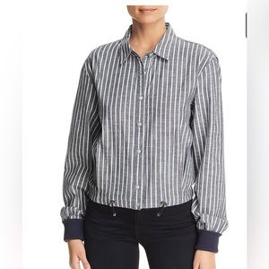 NWOT Kenneth Cole Chambray Shirt Jacket Blue White Stripe S